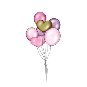 Valentines Day, Balloons PNG, Hearts PNG, Valentines Day Clipart, Digital Download