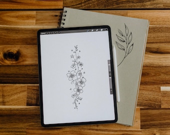 Diseño de tatuaje floral: PNG personalizado, tatuaje para mujer (descarga digital)