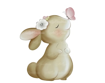 Clipart coniglietto, simpatico coniglietto PNG, coniglio, download digitale