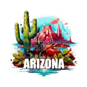 Arizona Schriftzug PNG, Kaktus, Wüste Clipart, Kakteen, digitaler Download