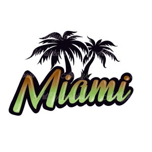 Miami PNG, Miami Clipart, Sunset, Palm trees, Digital Download