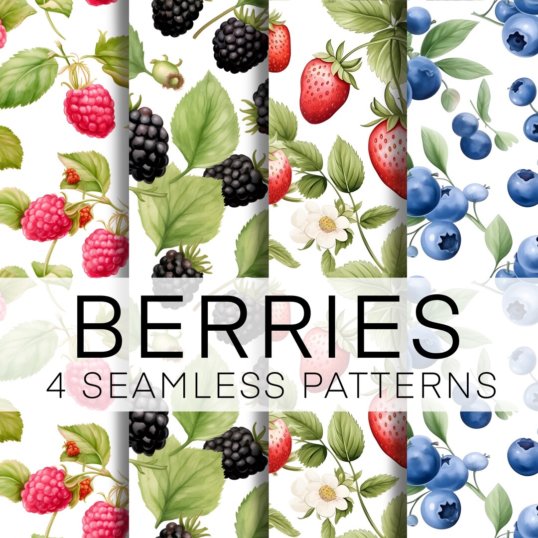 Watercolor Berries Seamless Pattern: Digital Paper (digital Download ...