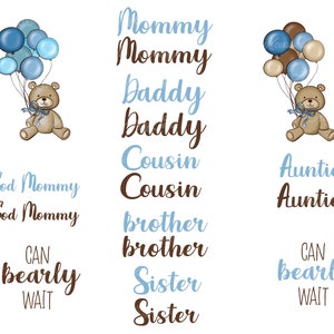 Can Bearly Wait Baby Shower Clipart, gender neutral baby shower, mom dad sister brother, gender reveal, baby bear, Digital Download