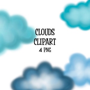 Watercolor Clouds Clipart, PNG, Digital Download