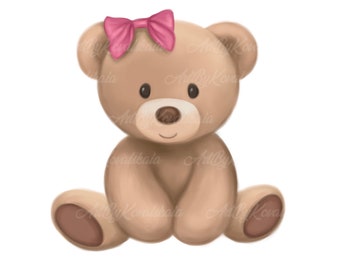 Teddy Bear Clipart, Cute Bear PNG, Baby Shower, Digital Download