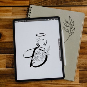 Diseño de Tatuaje, Tatuaje Gato, Letra D, Diseño de Tatuaje Personalizado, DESCARGA DIGITAL