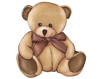 Teddy Bear Clipart: Baby Shower Bear PNG (Digital Download)