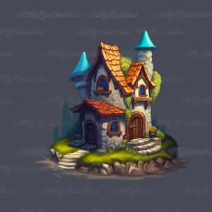 Fairy House PNG, Fantasy Clipart, Magical Fairytale Illustration, Digital Download