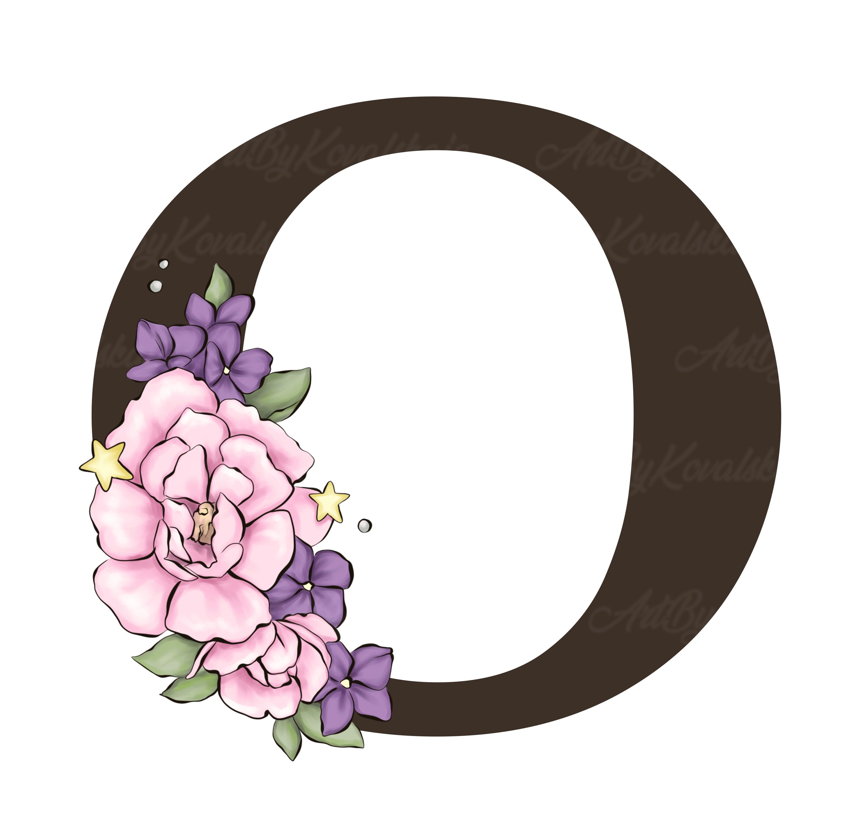 Letter O Floral Alphabet Clipart Letters Clipart Flowers Etsy Australia