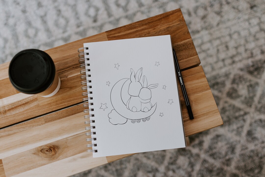 Bunny, Coloring Page, Bunny Clipart, PNG, Digital Download - Etsy