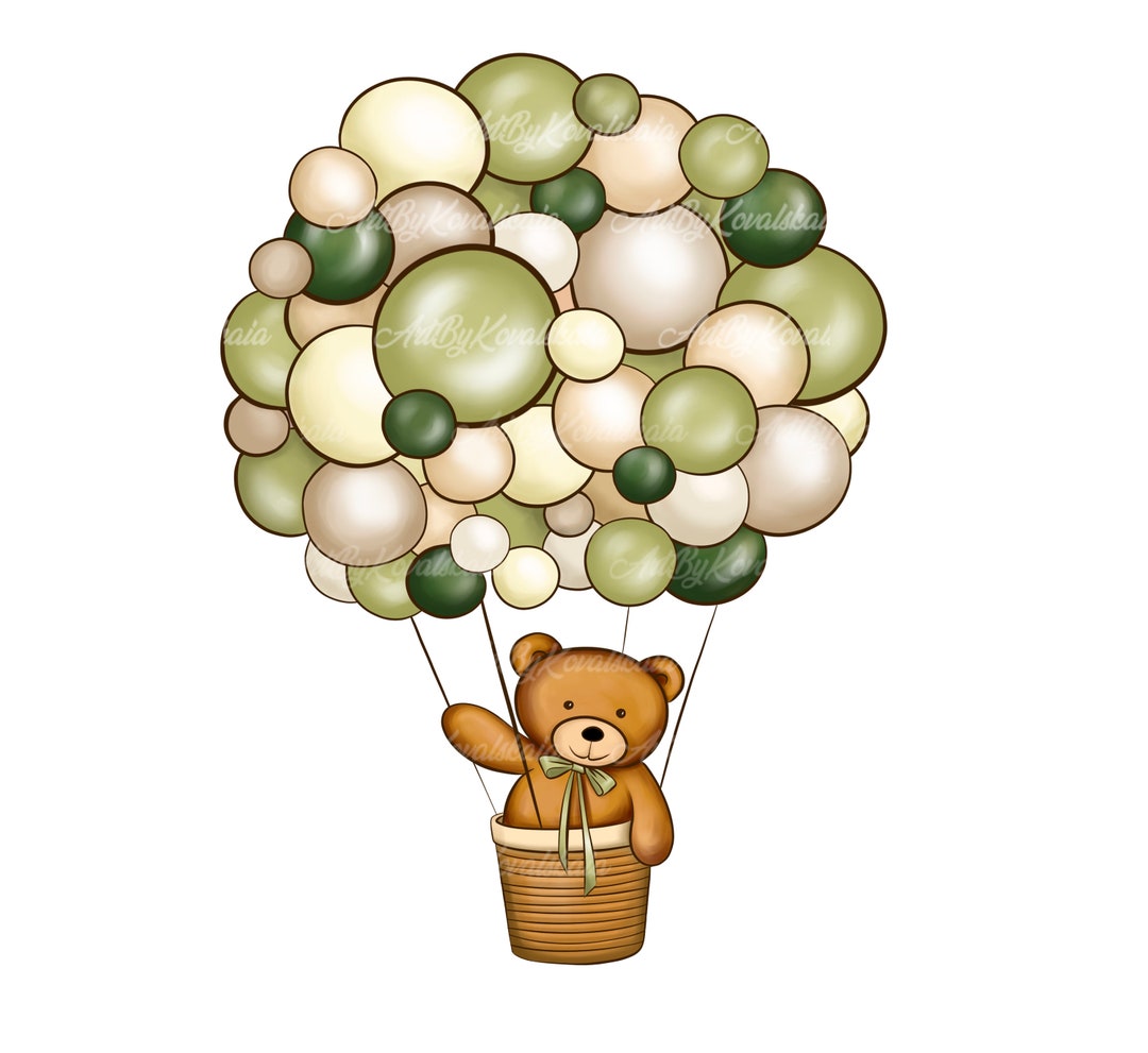 Teddy Bear in Balloon Clipart, Baby Shower PNG (digital Download) - Etsy