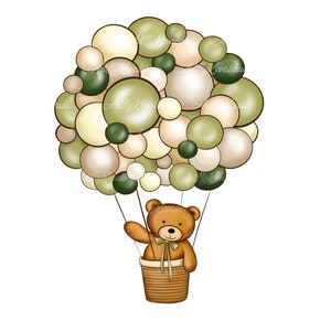 Teddybeer Clipart, Teddybeer PNG, Baby douche, Luchtballon PNG, Digitale Download