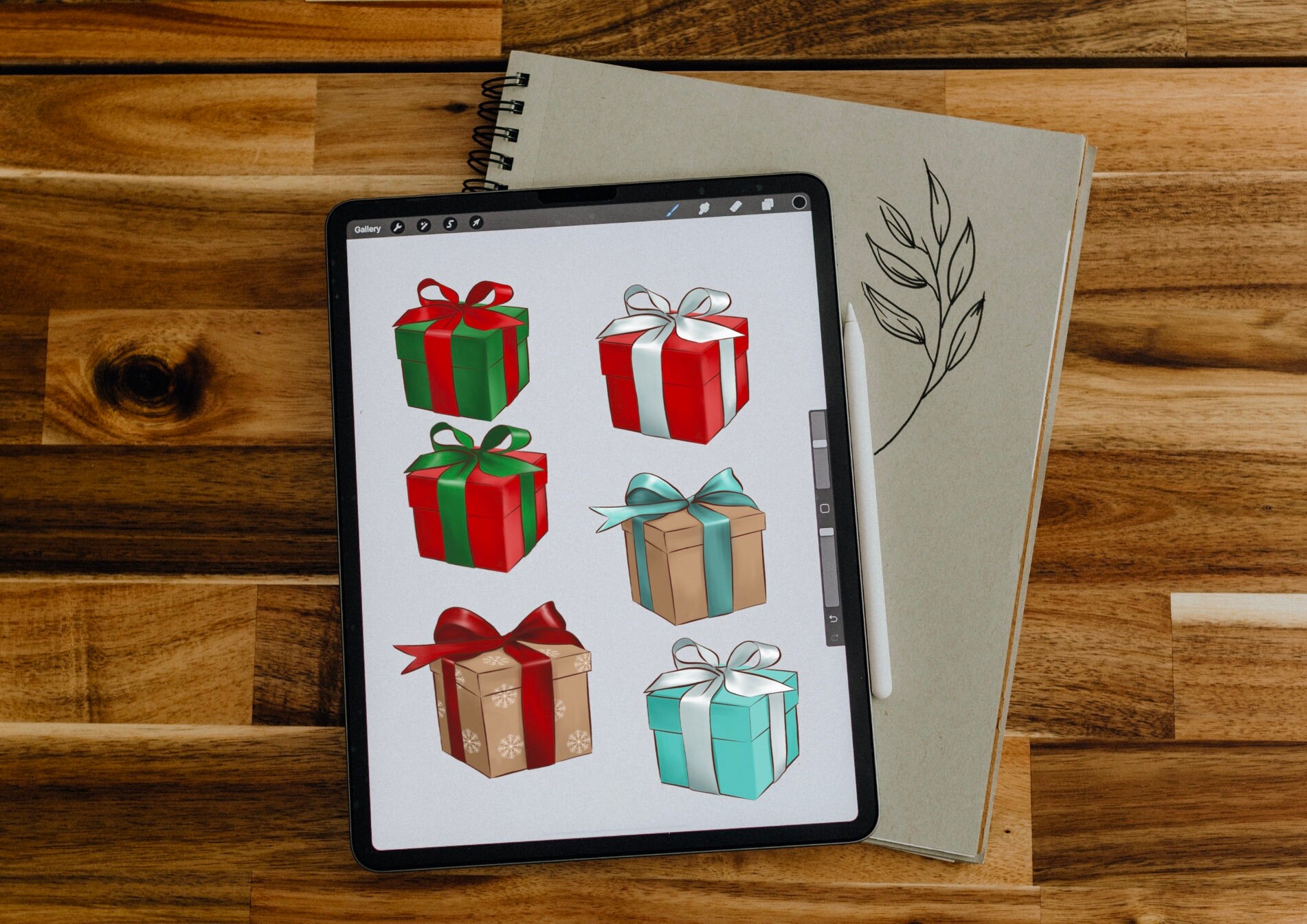 Christmas Presents Clipart PNG Gift Box Clipart Holiday - Etsy