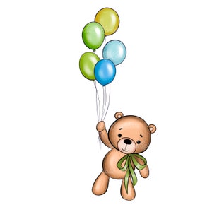Teddy Bear Clipart, PNG, Baby Shower Clipart, Digital Download