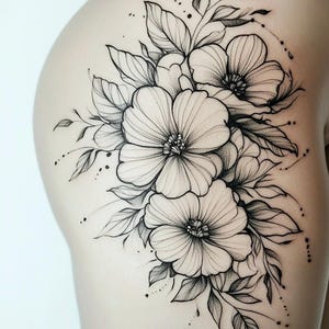 Floral Tattoo Design: Custom Flower PNG (Digital Download)