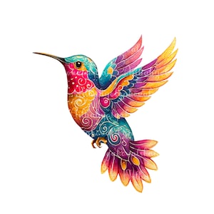 Diseño de tatuaje de colibrí: PNG personalizado, tatuaje floral (descarga digital)