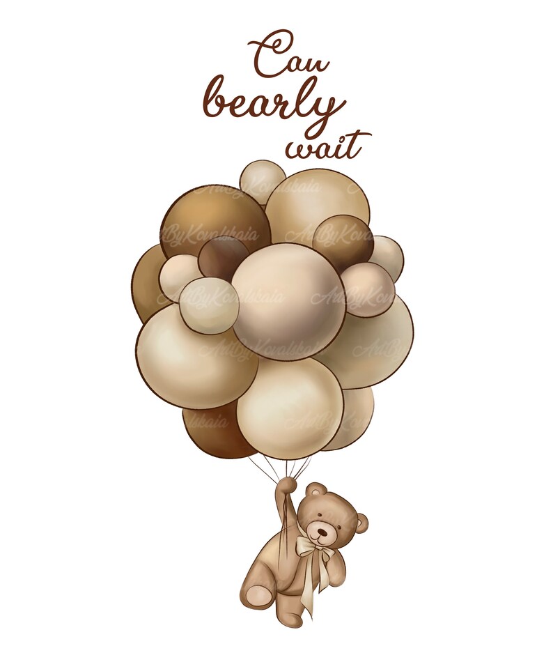 Teddy Bear Clipart, Can Bearly Wait, PNG, Baby Shower, Digital Download ...