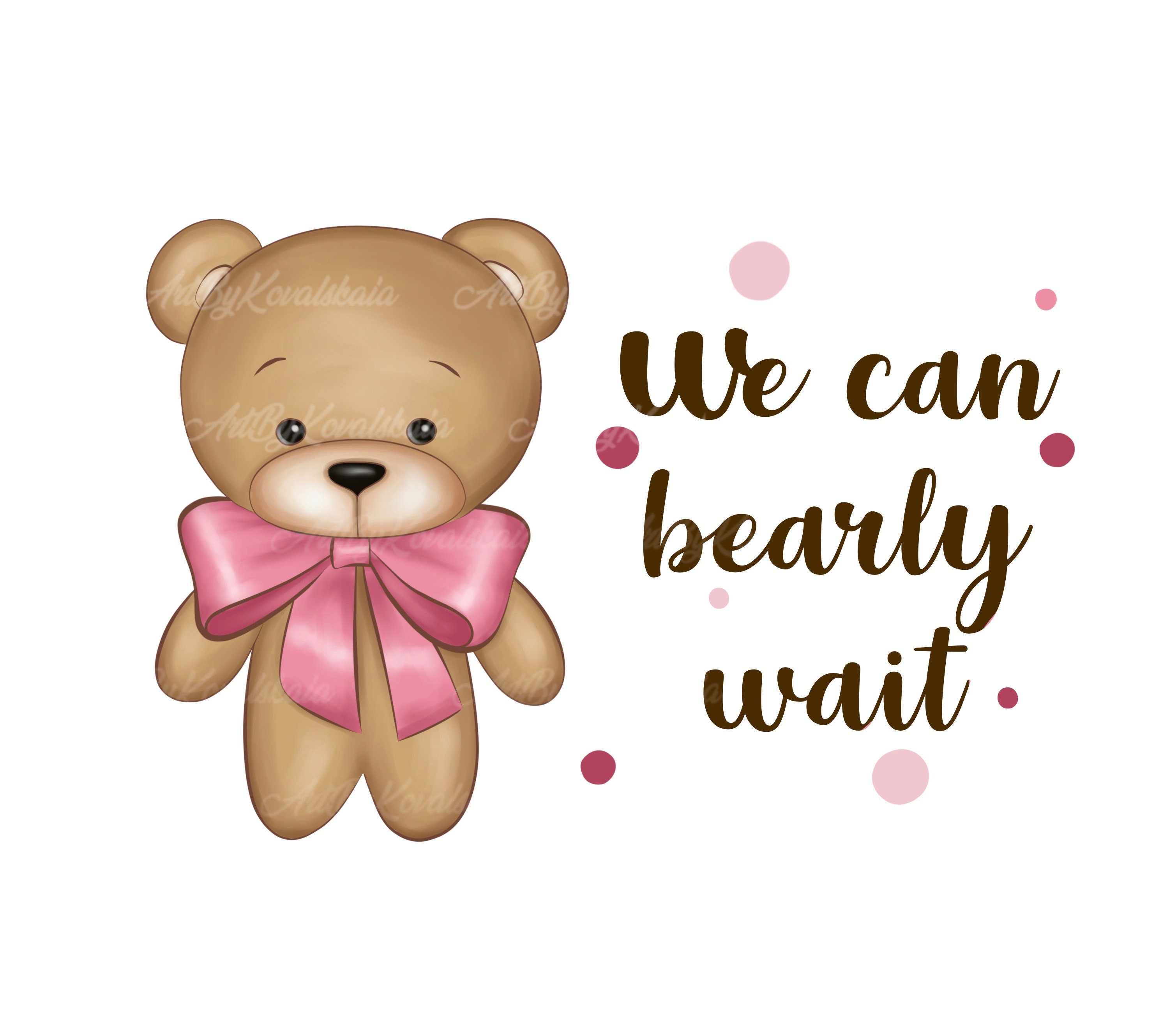 Wait Baby Teddy Bear Clipart We Can Bearly Wait PNG Baby Shower PNG - Etsy Singapore