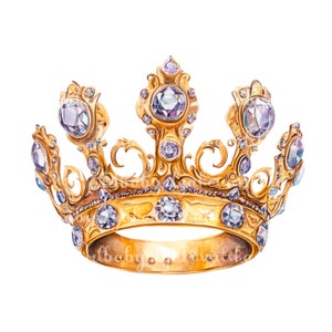 Crown Clipart, Golden Royal Crown PNG, Digital Download