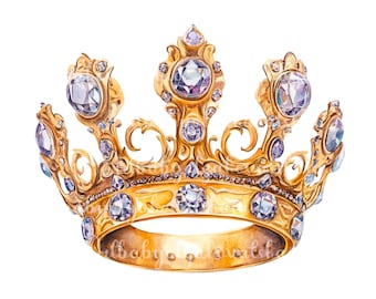 Crown Clipart, Golden Royal Crown PNG, Digital Download