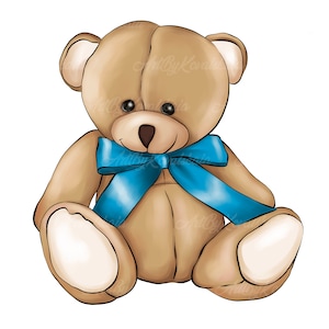 Teddy Bear Clipart, Bear PNG, Baby Bear, PNG, Baby Shower Boy, Digital Download, Commercial Use