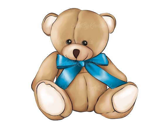Teddy Bear Clipart, Bear PNG, Baby Bear, PNG, Baby Shower Boy, Digital  Download, Commercial Use 