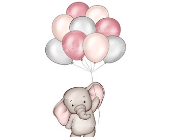 風船を持った誕生日の象 - Etsy 日本