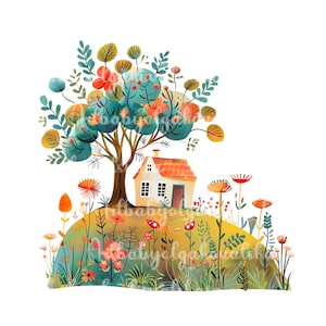 Fairy House PNG, Cute Cozy Home Clipart, Digital Download