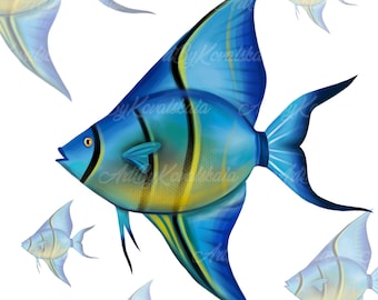 Fish Clipart PNG, Tropical Fish, Digital Download