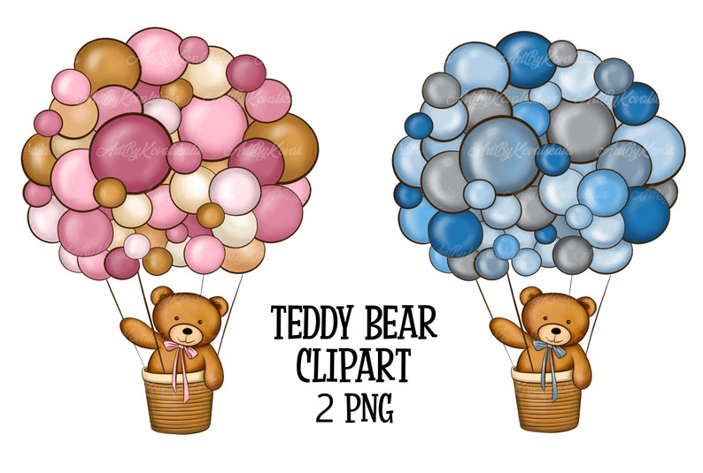 Teddy Bear Balloon Clipart, Baby Shower PNG (digital Download) - Etsy ...