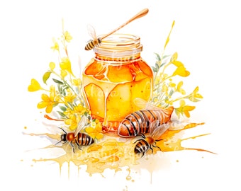 Watercolor Honey, PNG, Digital Download