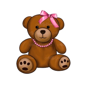 Teddy Bear Clipart, Bear PNG, Baby Bear, PNG, Baby Shower Girl, Digital Download, Commercial Use