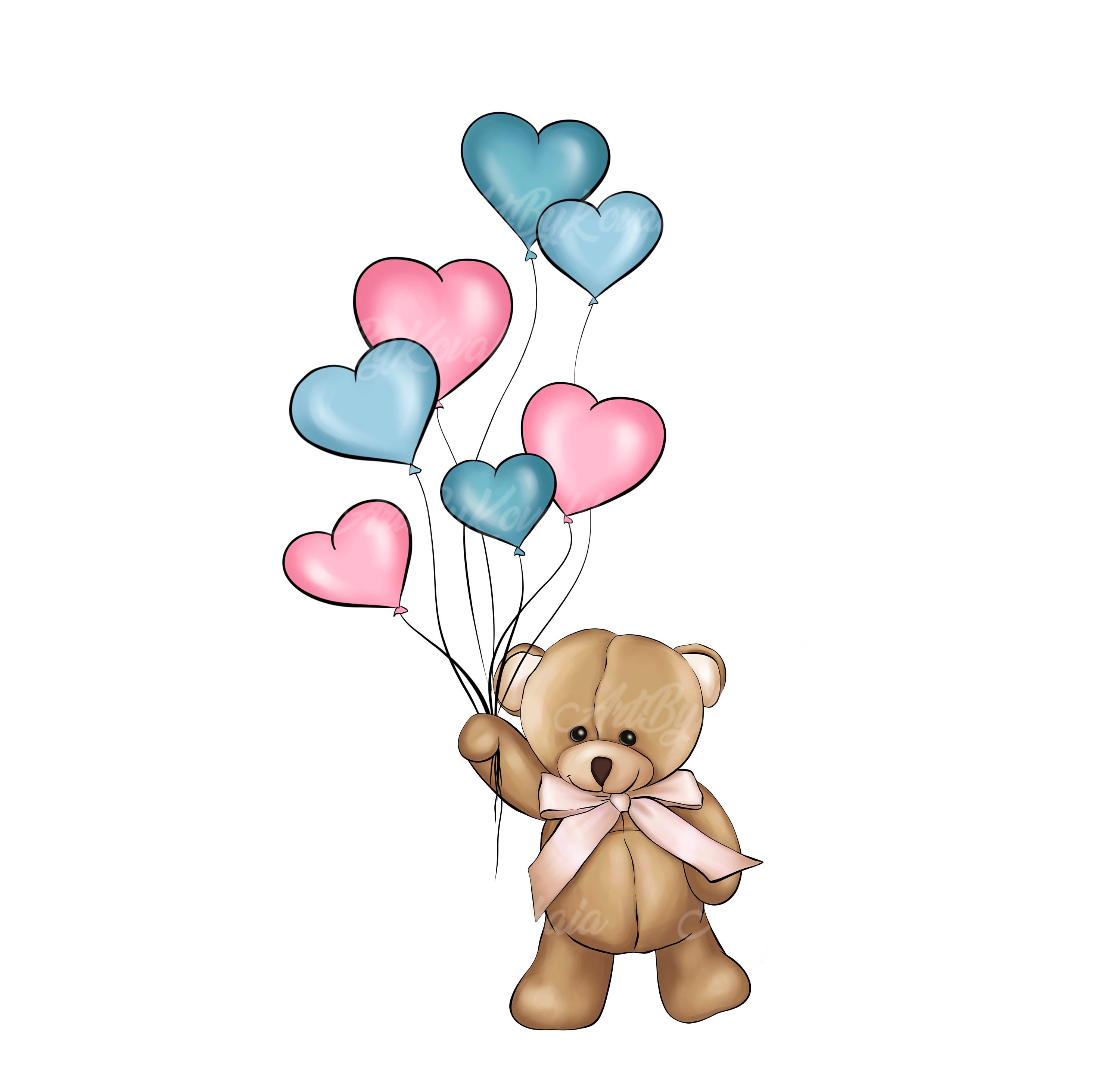 Teddy Bear Clipart, Gender Neutral, Gender Reveal, Teddy Bear With