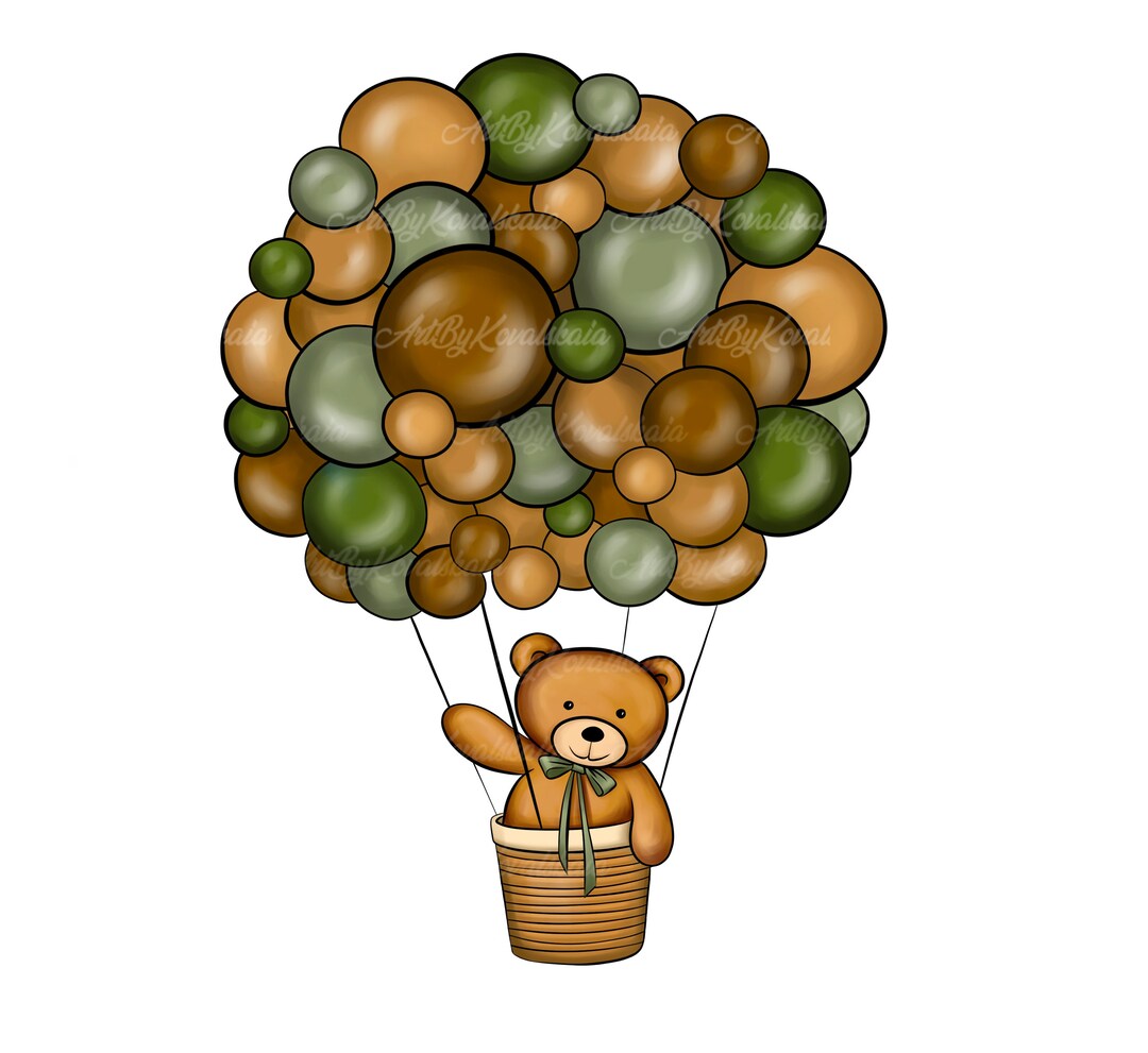 Teddy Bear Air Balloon Clipart, Baby Shower PNG (digital Download) - Etsy