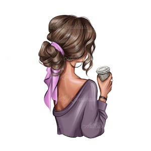 Girl Clipart, Fashion Girl Clipart, Fashion PNG, Coffee, Digital Download, Commercial Use