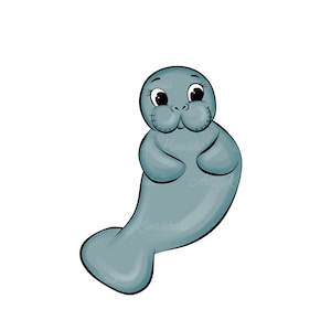 Manatee Clipart, Cute Manatee Clip Art PNG, Digital Download - Etsy