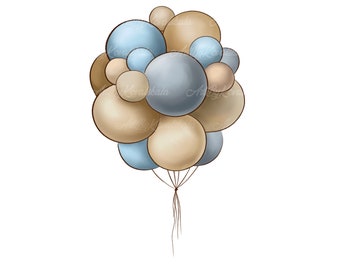 Pastel Balloons PNG Clipart: Baby Shower, Birthday (Digital Download)