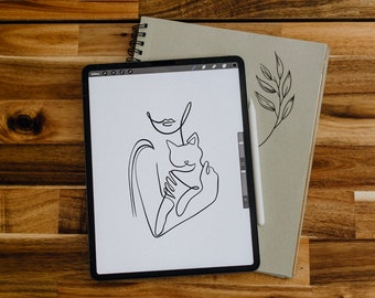 Cat Tattoo Design: Personalized Line Art (Digital Download)