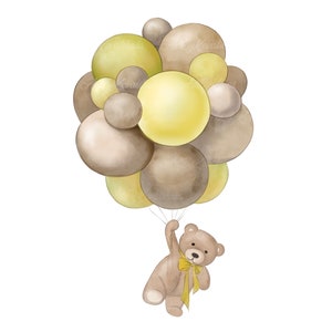 Teddy Bear Clipart, Watercolor Teddy Bear, PNG, Baby Shower, Digital Download