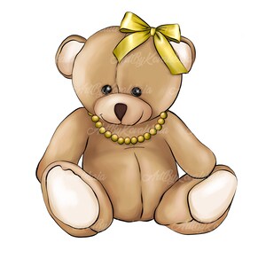 Teddy Bear Clipart, Bear PNG, Baby Bear, PNG, Baby Shower Girl, Digital Download, Commercial Use