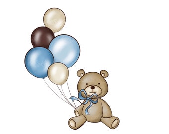 Teddy Bear Clipart, Baby Shower Clipart, Digital Download
