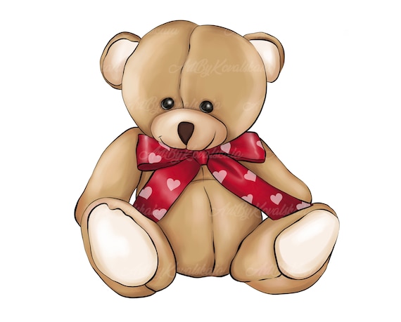 Teddy Bear Clipart, Valentines Day Bear PNG, Digital Download, Commercial  Use