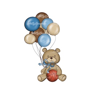 Teddy Bear Clipart, Bear Basketball PNG, Descarga digital
