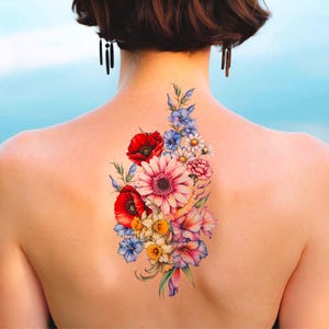 Custom Birth Flower Tattoo Design: Floral PNG (Digital Download