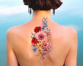 Diseño de tatuaje de flor de nacimiento personalizado: PNG floral (descarga digital)