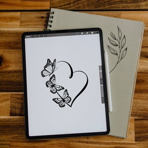 Tattoo Design, Tattoo Heart, Butterfly PNG, Digital Download