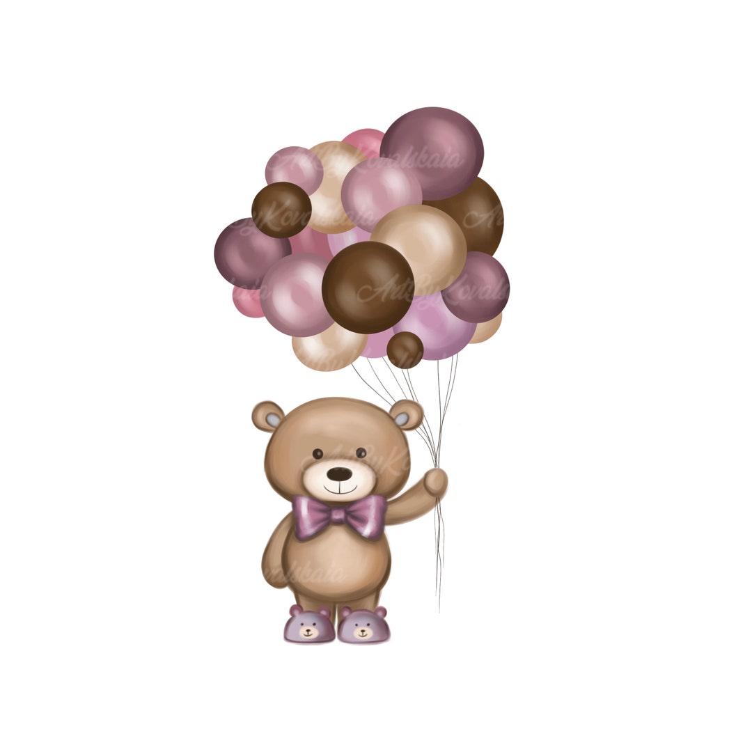 Teddy Bear With Balloons Clipart: Baby Shower PNG (digital Download) - Etsy