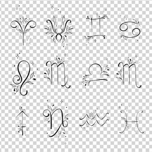 Ustaw znaki zodiaku, projekt tatuażu PNG, znak zodiaku, niestandardowy projekt PNG, projekt tatuażu dla kobiet, spersonalizowany projekt tatuażu, pobieranie cyfrowe