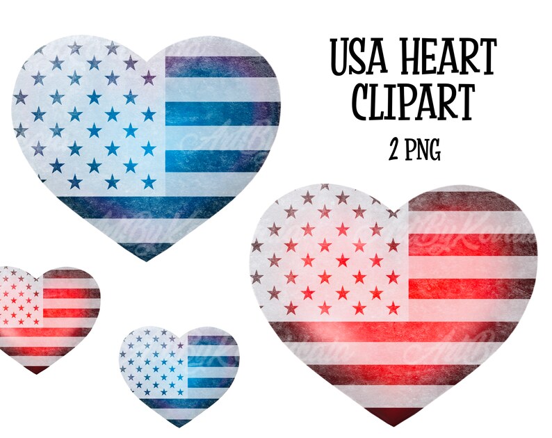 USA Heart PNG Clipart Patriotic Heart Digital Download - Etsy