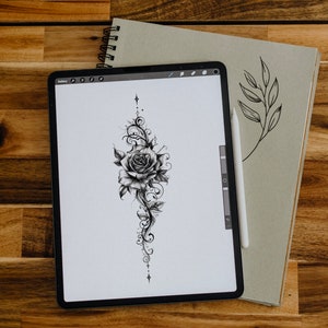 Tattoo Design For Women, Tattoo Rose, Personalized Tattoo Design, Digital Download